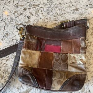 Coach Patchwork Crossbody Bag - Brown and Pink